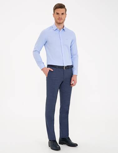 Açık Lacivert Slim Fit Kumaş Pantolon