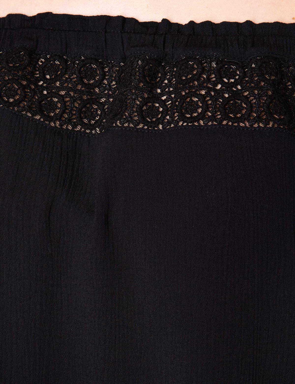 Siyah Crop Top Bluz - 50202566022