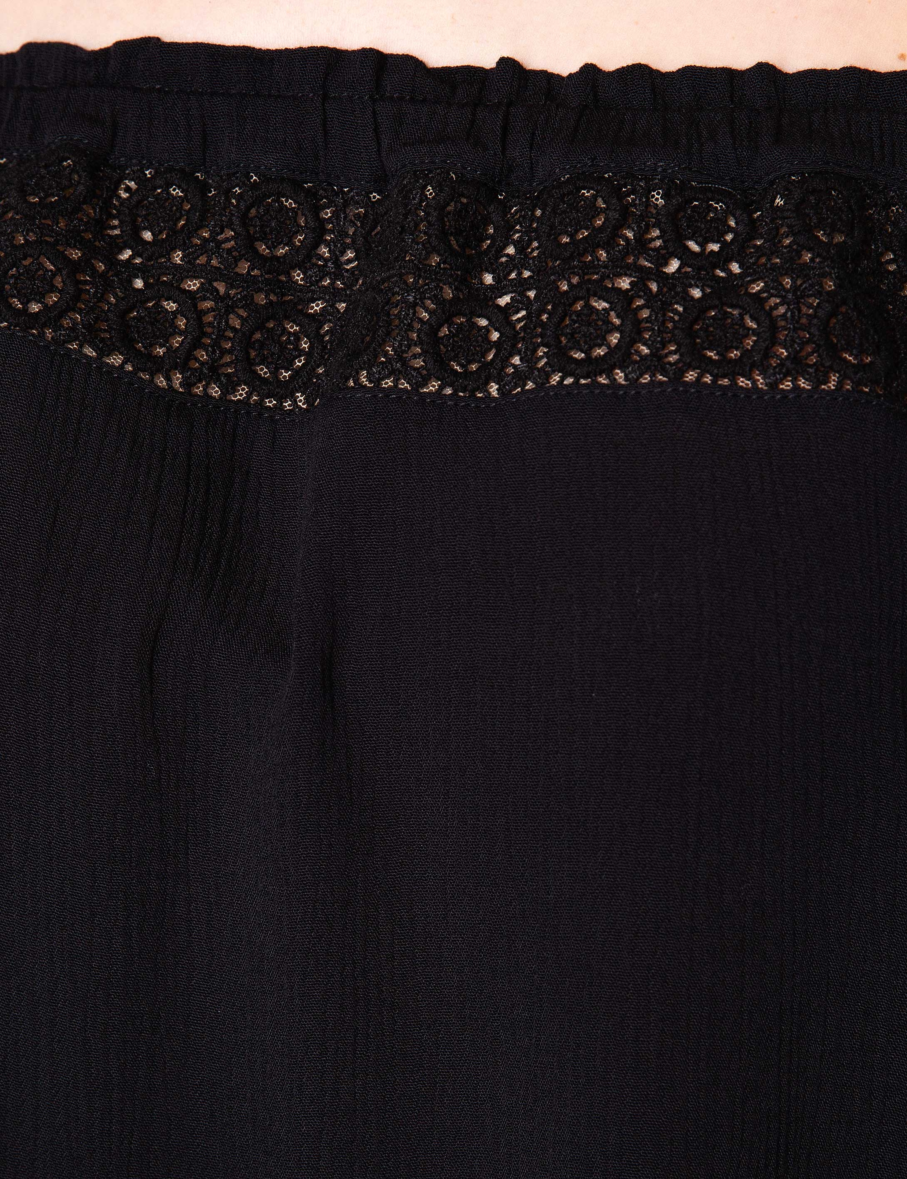 Siyah Crop Top Bluz - Image 5
