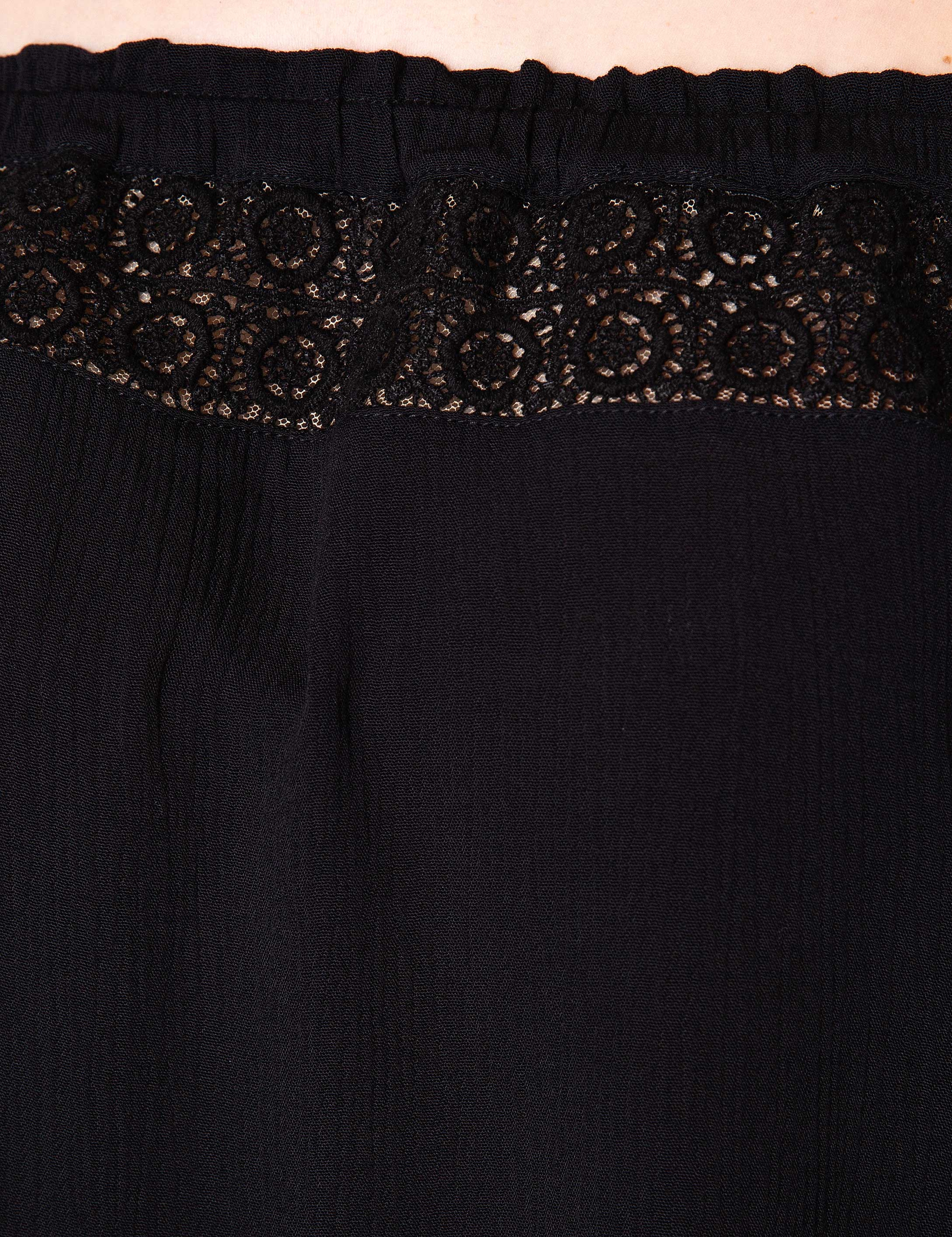 Siyah Crop Top Bluz