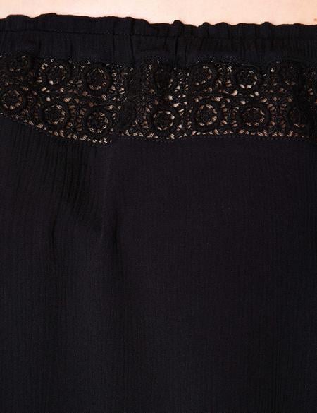 Siyah Crop Top Bluz - 50202566022