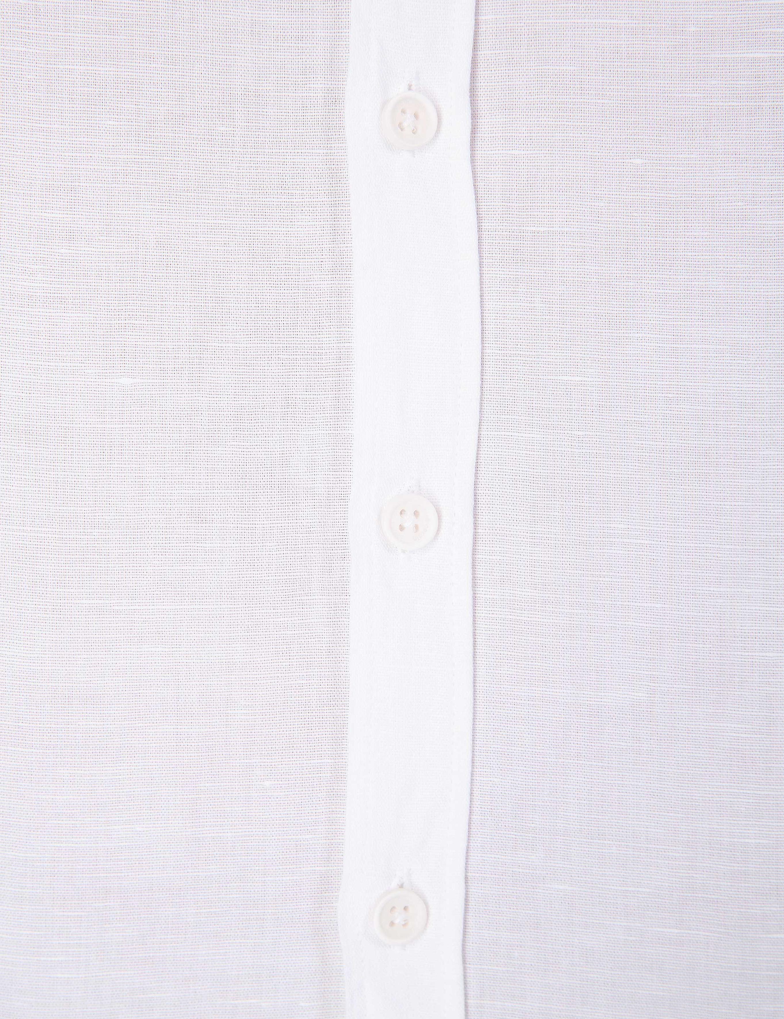 Beyaz Slim Fit Keten Karışımlı Gömlek