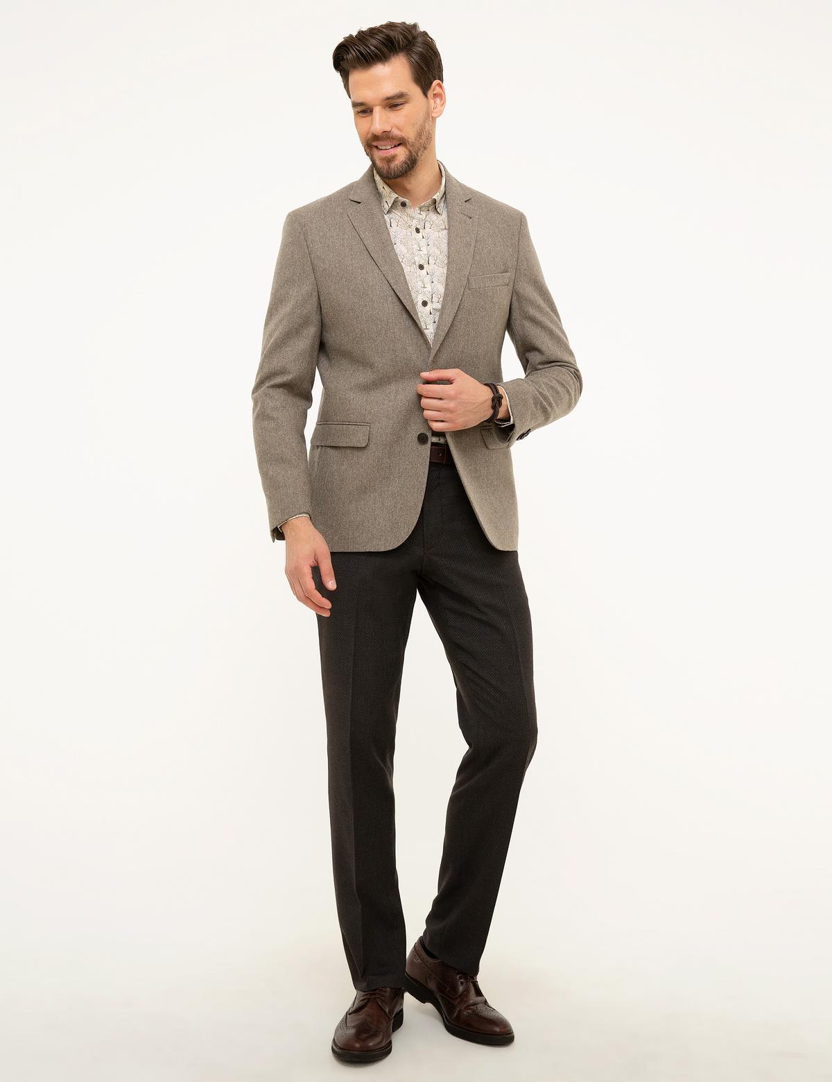 Açık Kahverengi Slim Fit Ceket - 50208604107