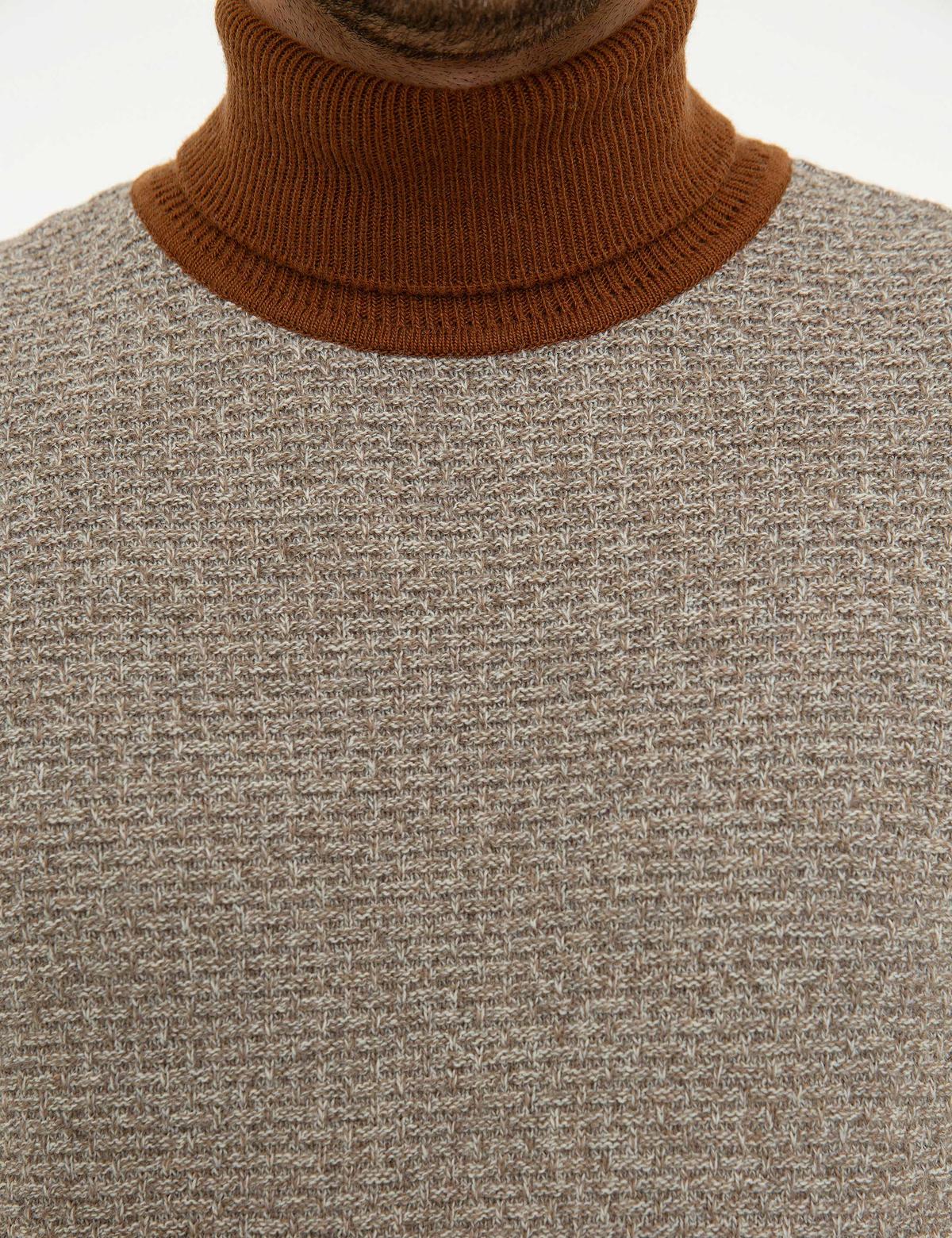 Vizon Slim Fit Tam Balıkçı Yaka Triko Kazak - 50208840020