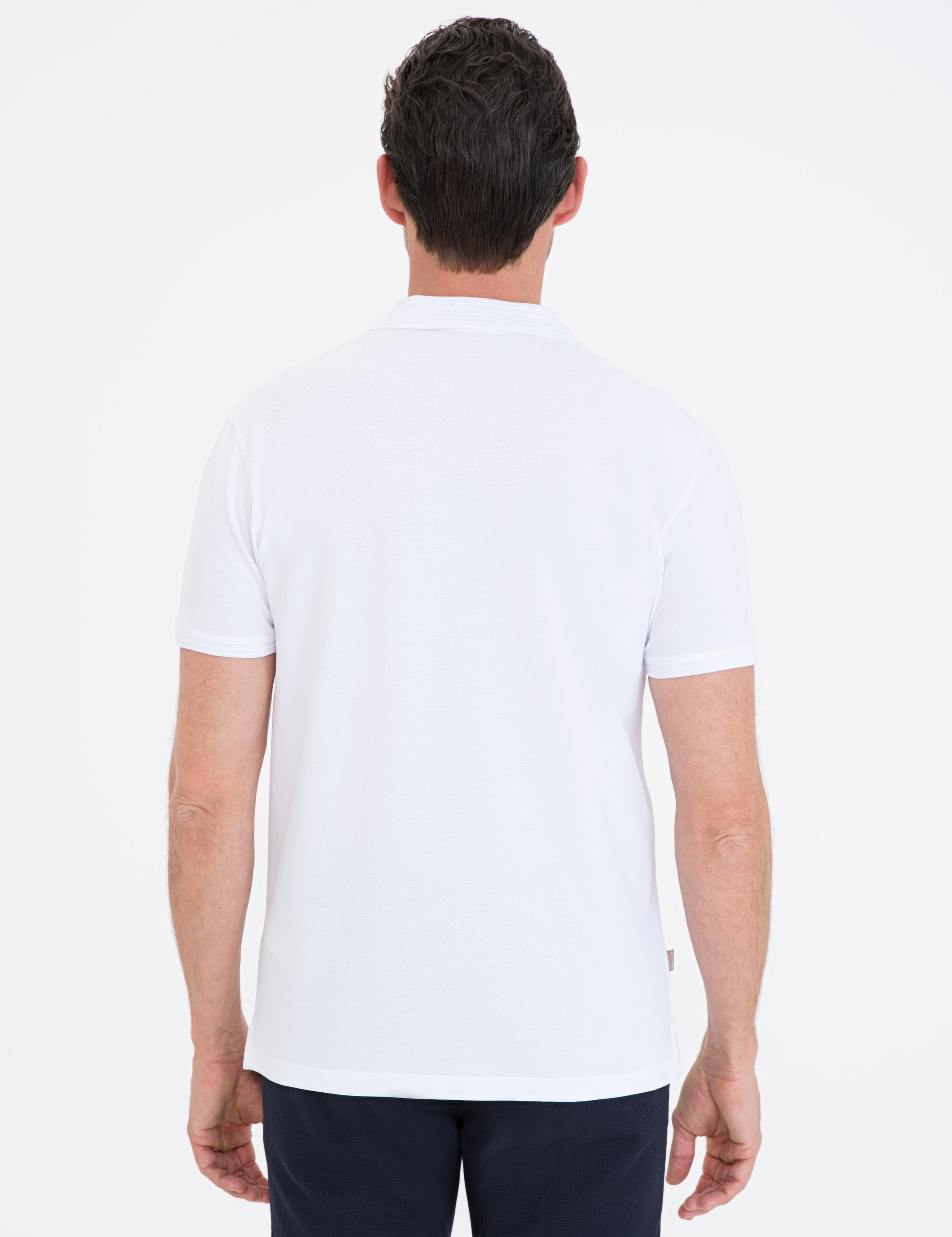 Beyaz Slim Fit Polo Yaka Basic Tişört