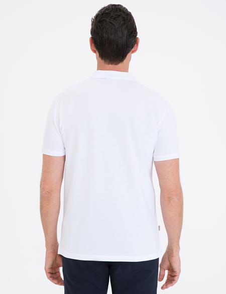 Beyaz Slim Fit Polo Yaka Basic Tişört - 50232382001