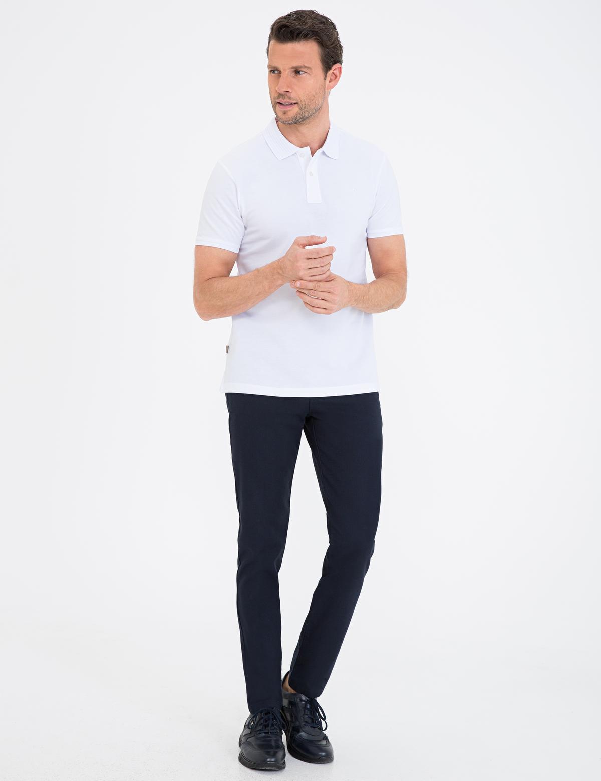 Beyaz Slim Fit Polo Yaka Basic Tişört - 50232382001