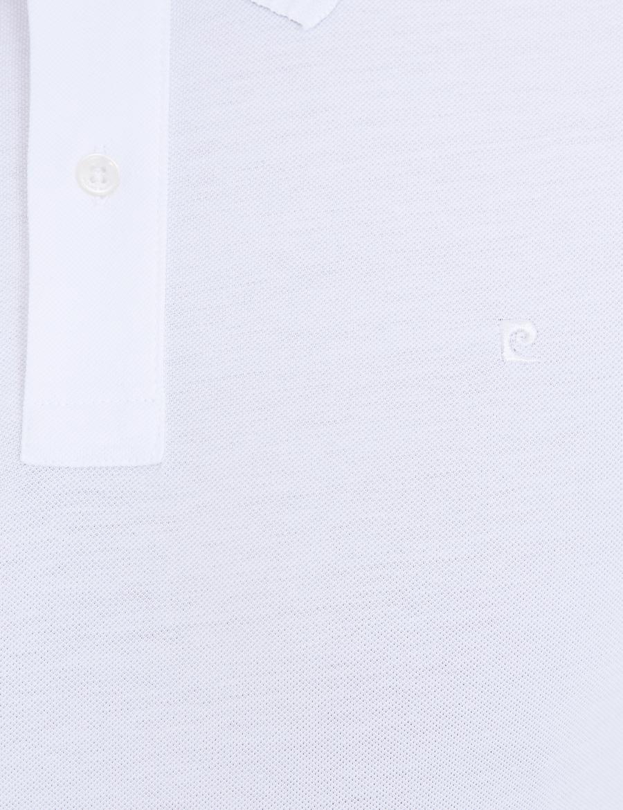 Beyaz Slim Fit Polo Yaka Basic Tişört