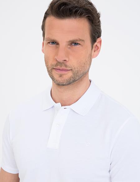 Beyaz Slim Fit Polo Yaka Basic Tişört - 50232382001
