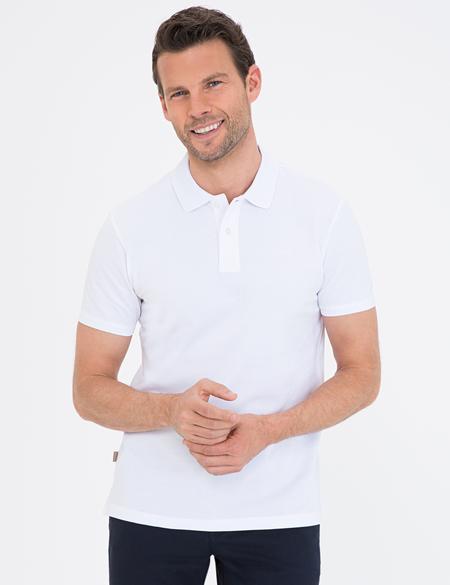 Beyaz Slim Fit Polo Yaka Basic Tişört - 50232382001