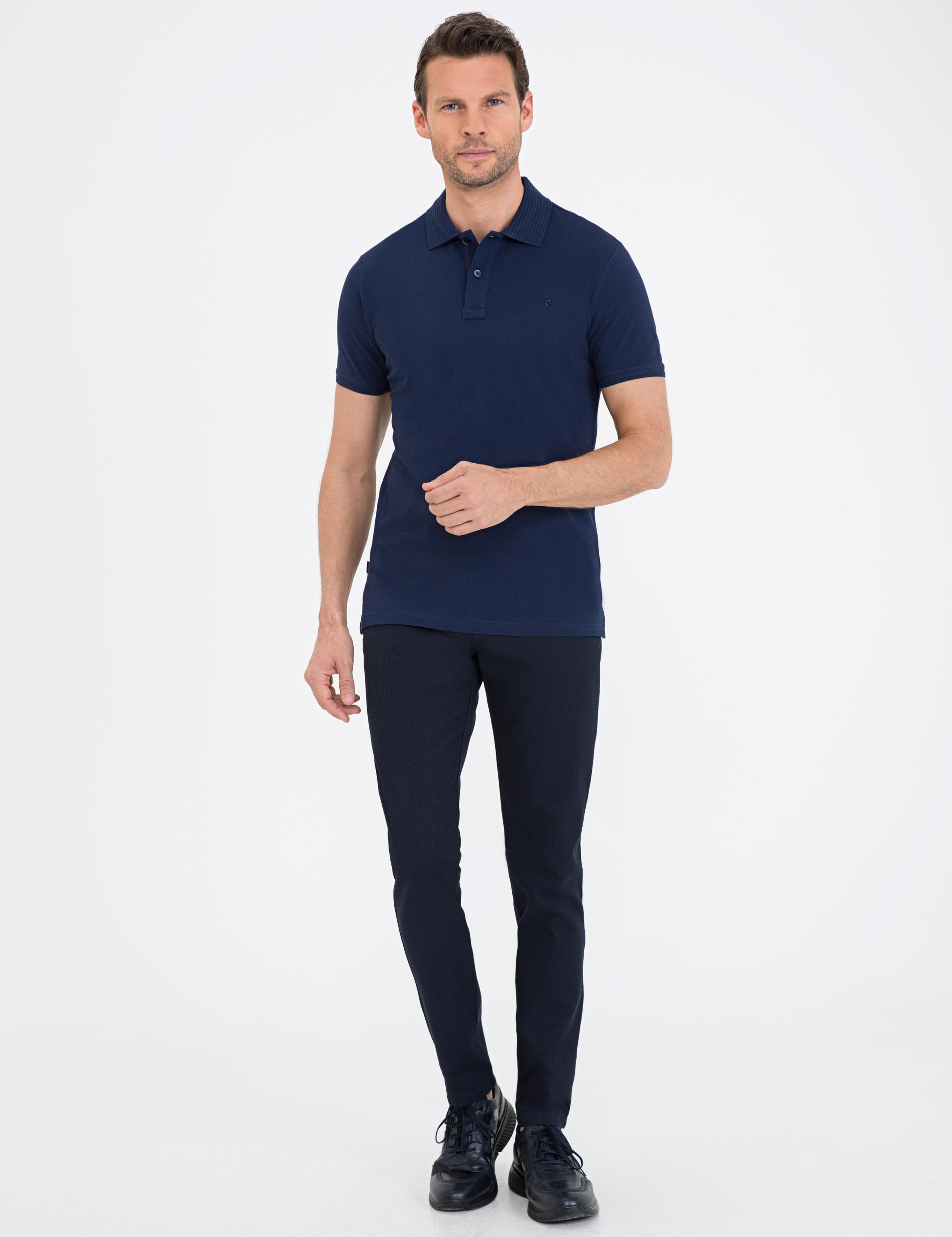 Koyu Lacivert Slim Fit Polo Yaka Basic Tişört