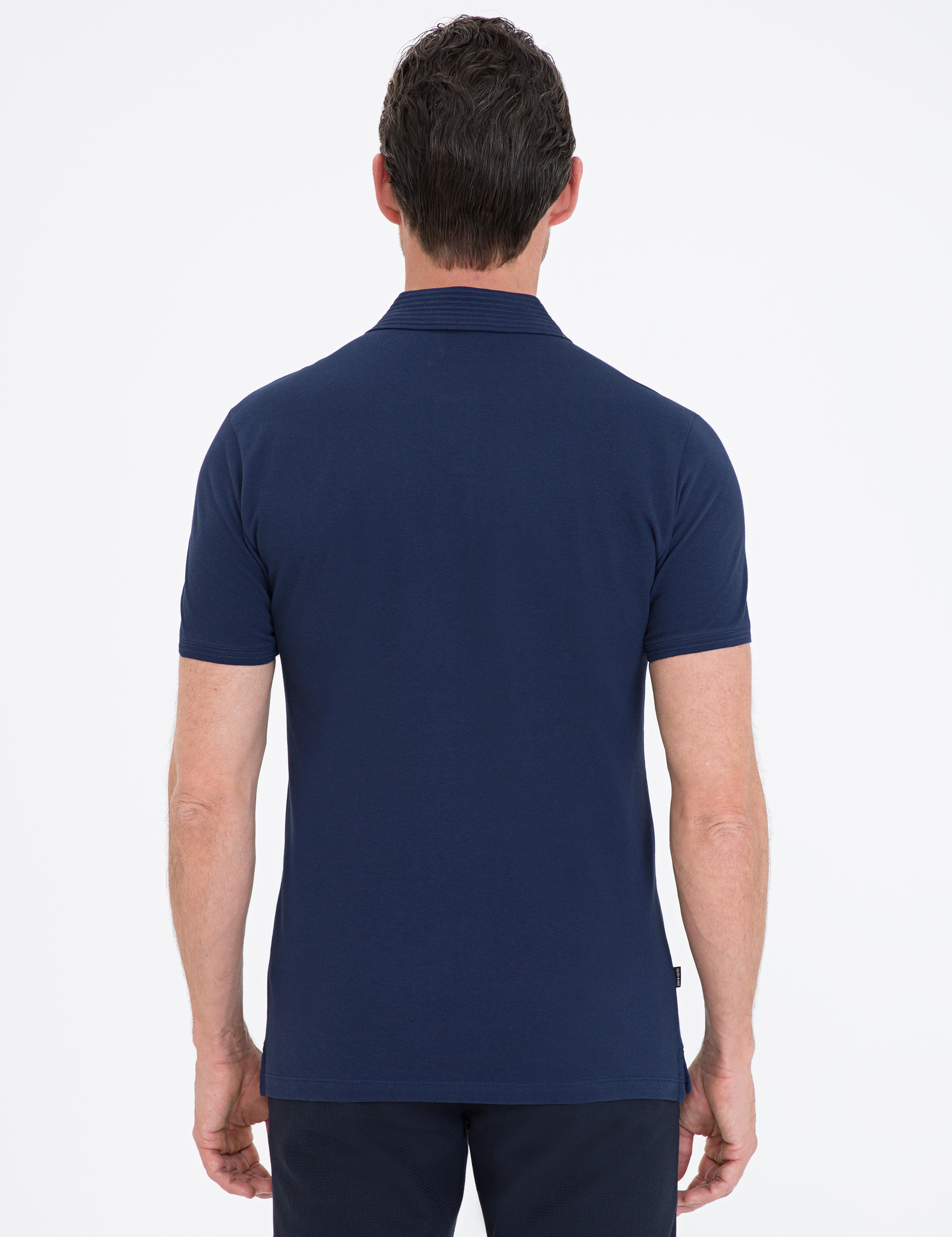 Koyu Lacivert Slim Fit Polo Yaka Basic Tişört - Image 3