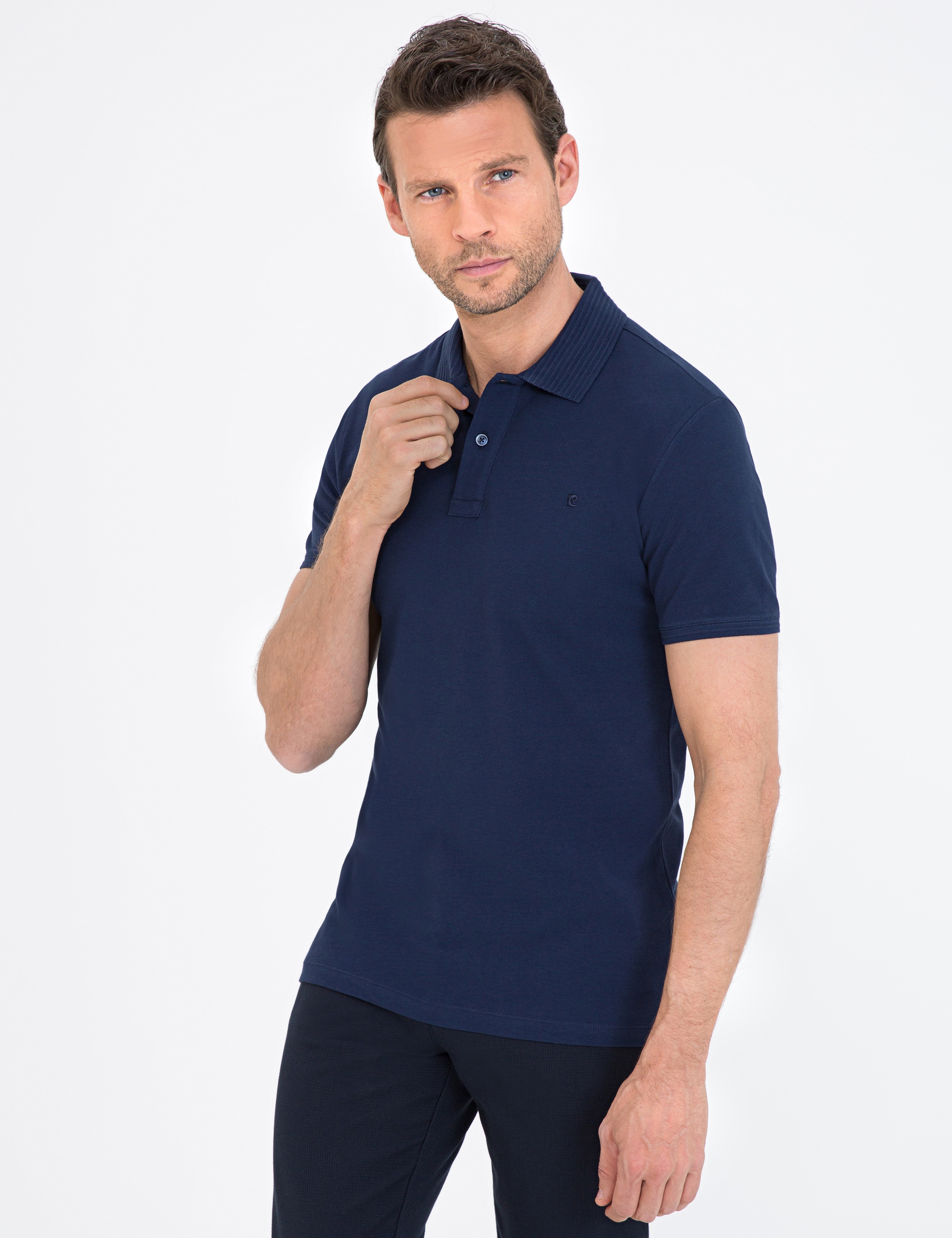 Koyu Lacivert Slim Fit Polo Yaka Basic Tişört