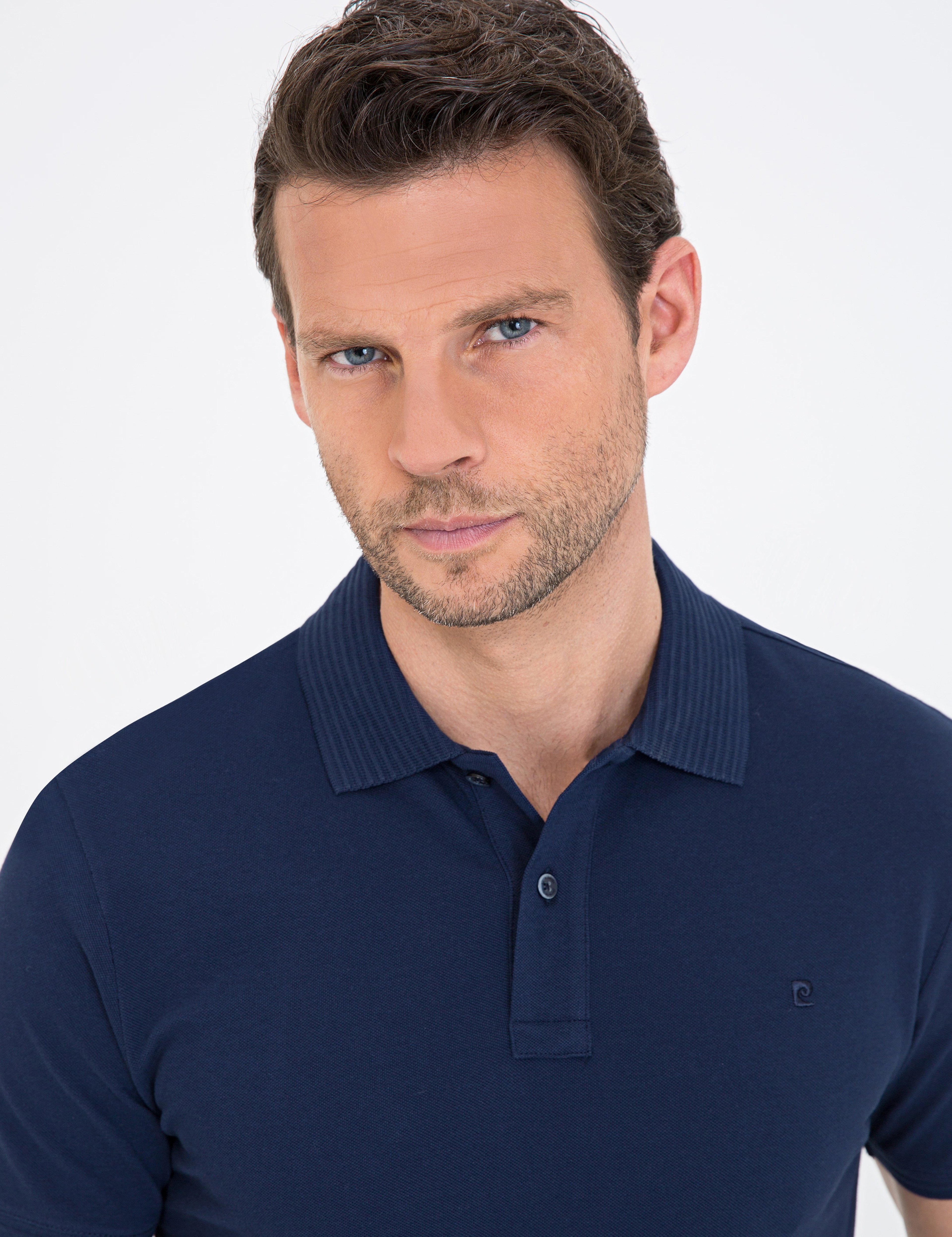 Koyu Lacivert Slim Fit Polo Yaka Basic Tişört - Image 2