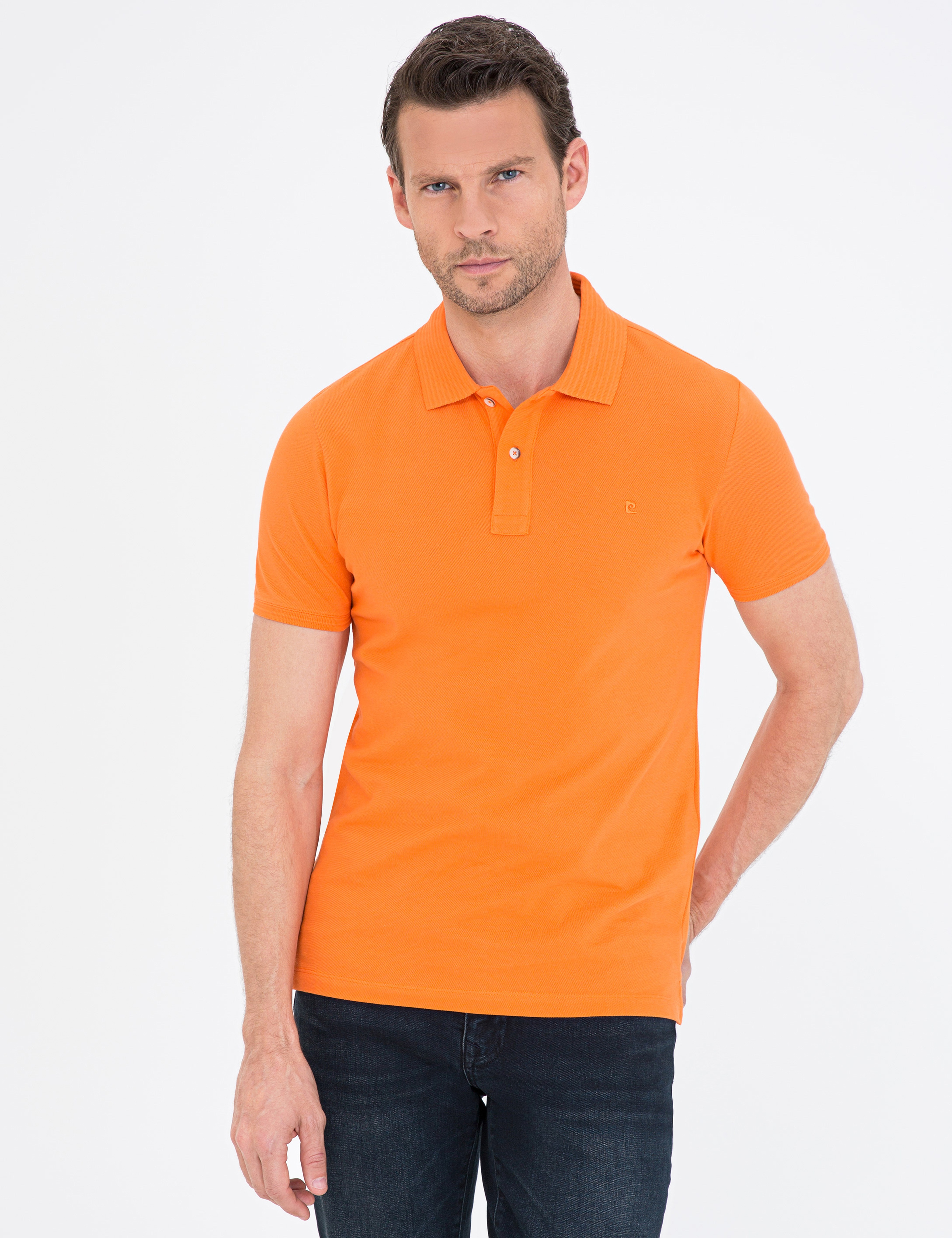 Turuncu Slim Fit Basic Tişört - Image 1