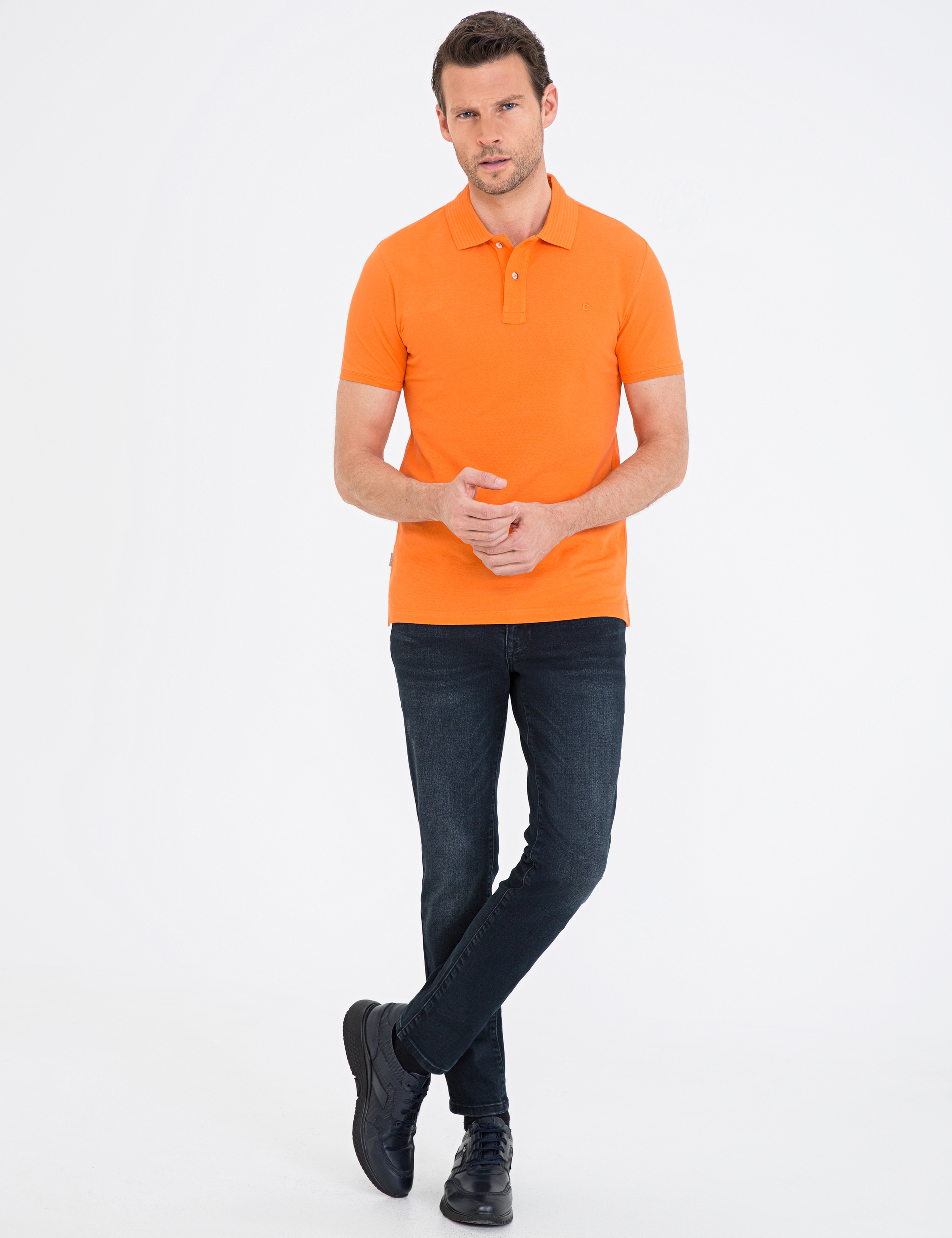 Turuncu Slim Fit Basic Tişört - Image 4