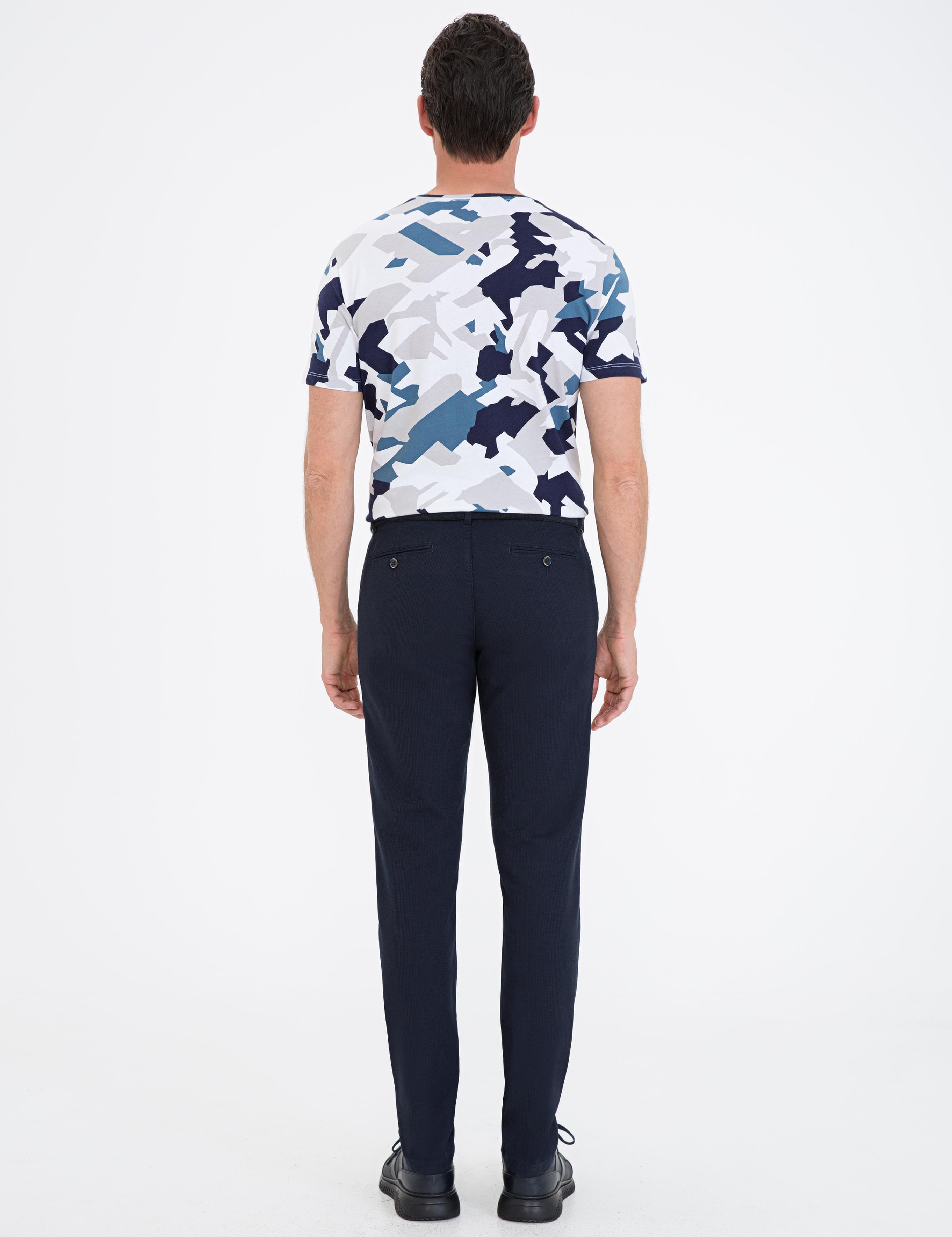 Lacivert Slim Fit Kanvas Pantolon