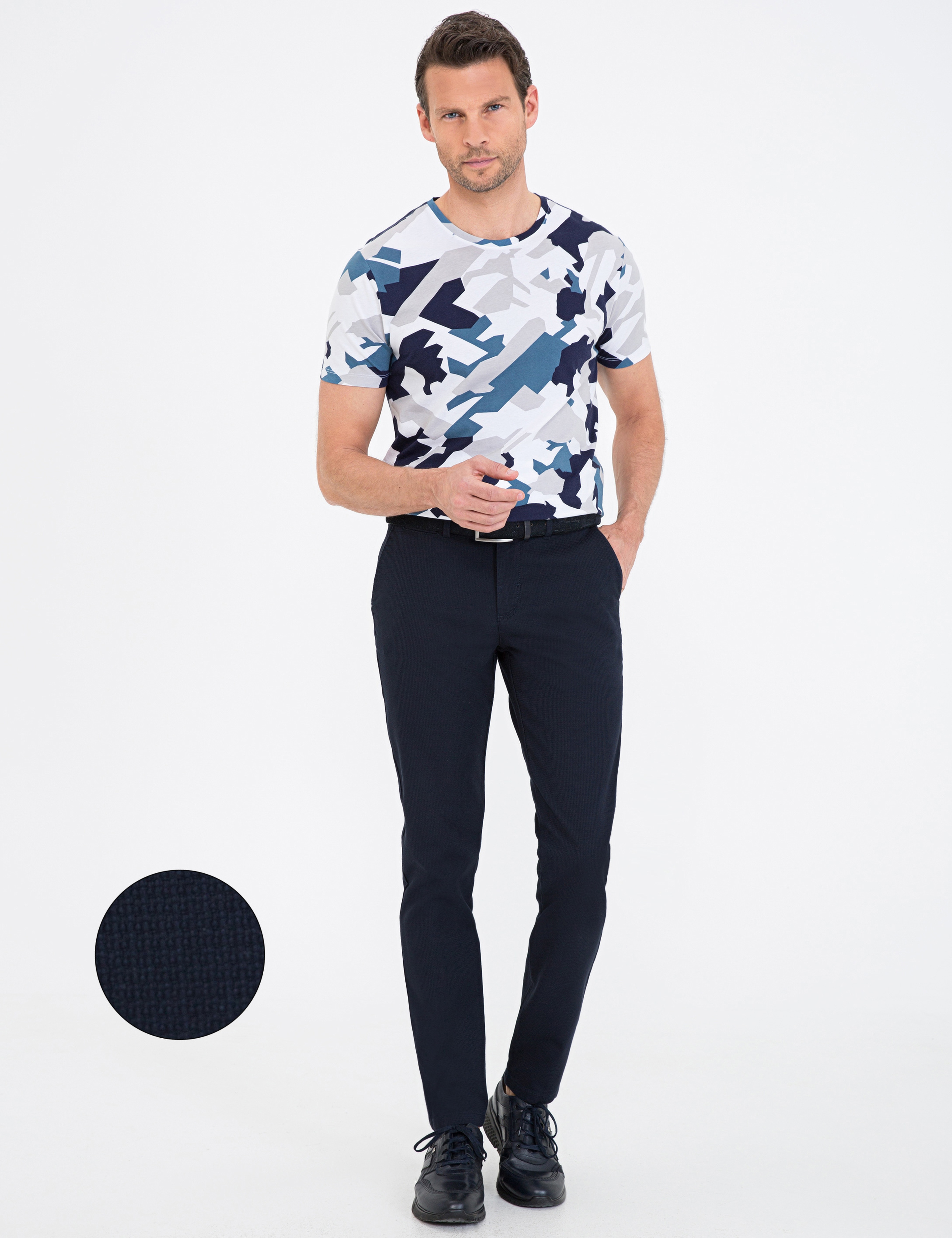 Lacivert Slim Fit Kanvas Pantolon