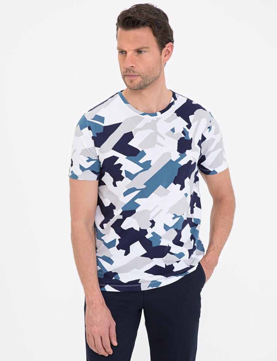 Koyu Mavi Slim Fit Bisiklet Yaka Tişört