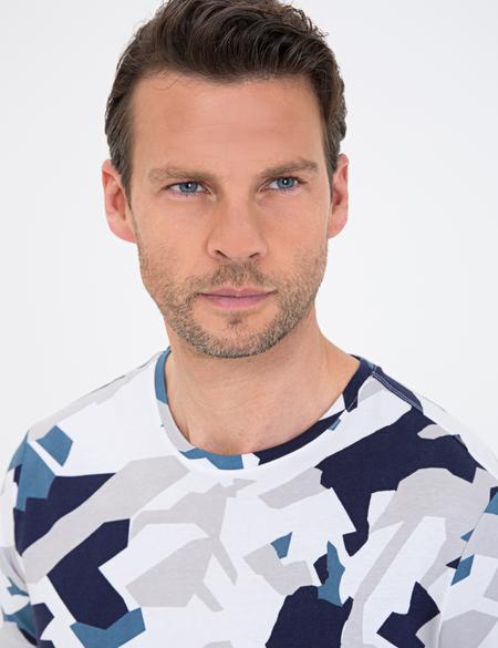 Koyu Mavi Slim Fit Bisiklet Yaka Tişört - 50232428158