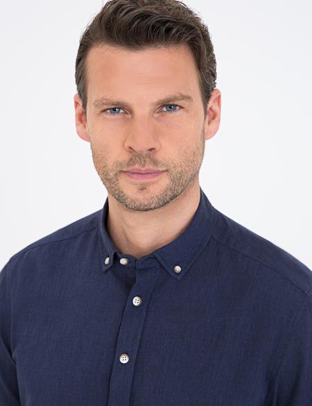 Lacivert Regular Fit Uzun Kollu Gömlek - 50235132080