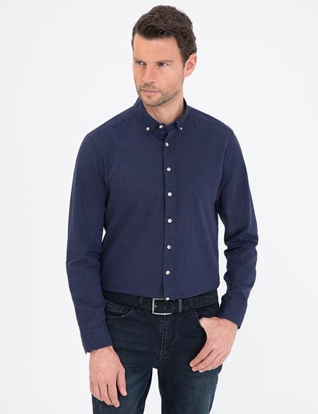 Lacivert Regular Fit Uzun Kollu Gömlek - 50235132080