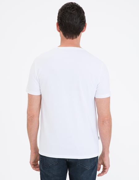 Beyaz Slim Fit Bisiklet Yaka Basic T-Shirt - 50239845007