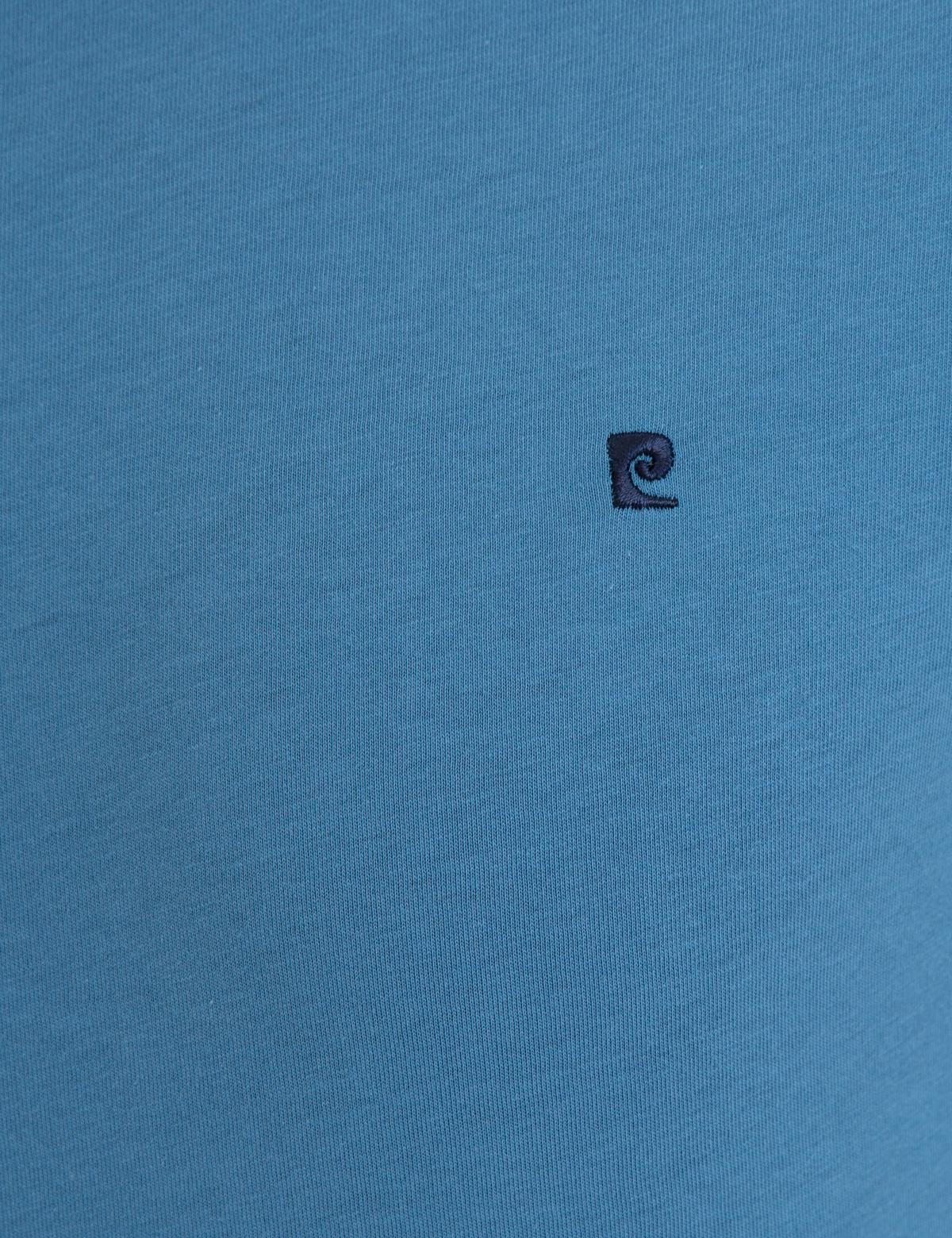 İndigo Mavi Slim Fit Bisiklet Yaka Basic Tişört - 50239845041