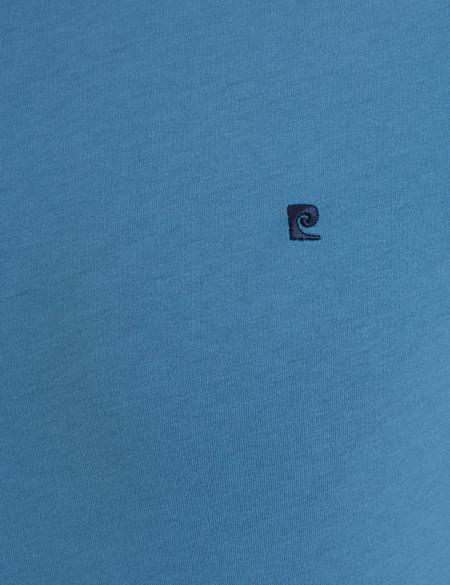 İndigo Mavi Slim Fit Bisiklet Yaka Basic Tişört - 50239845041