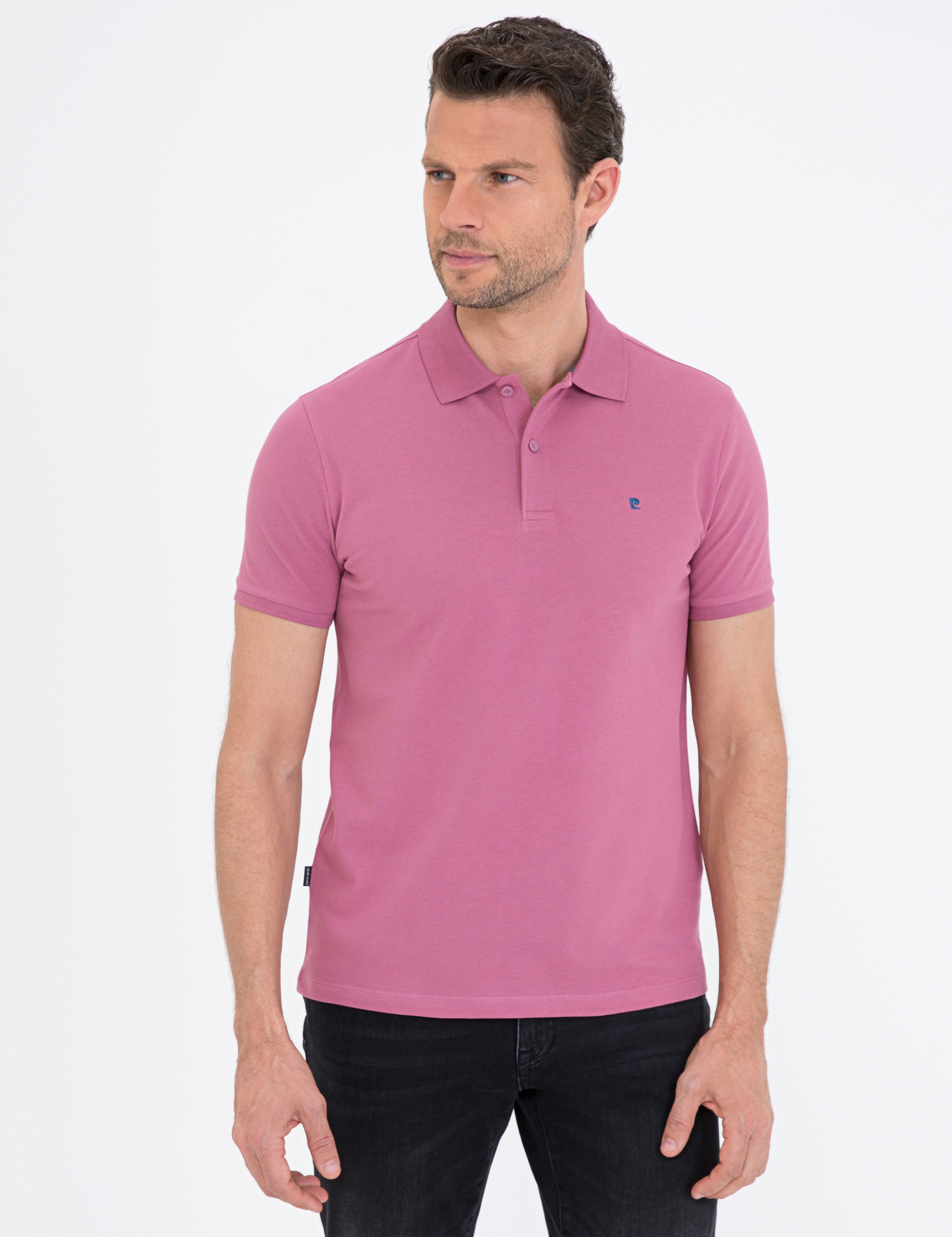 Gül Kurusu Slim Fit Basic Polo Yaka T-Shirt - Image 1