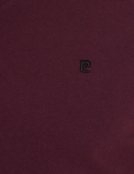 Bordo Slim Fit V Yaka Basic Tişört - 50239846009