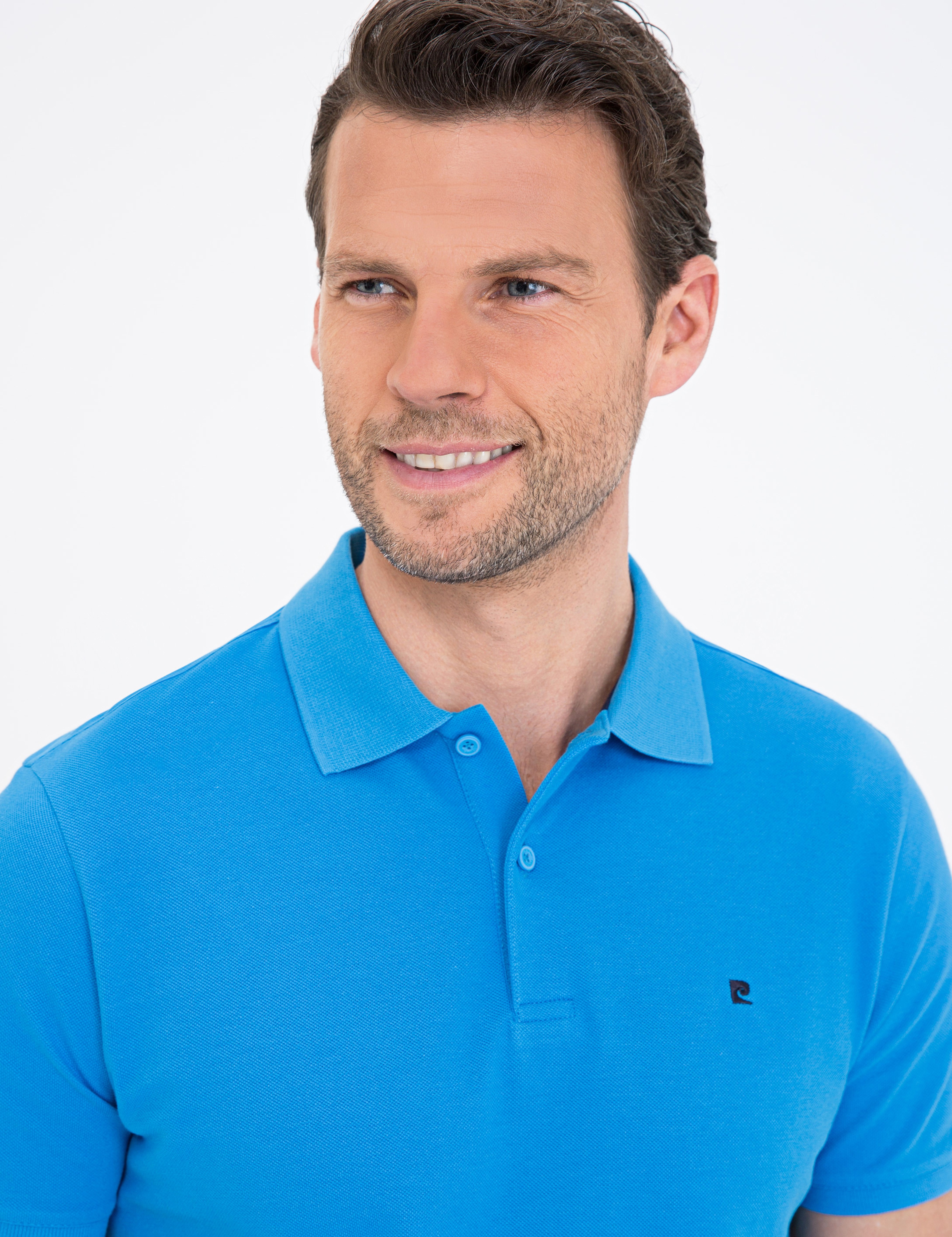 Kobalt Mavi Slim Fit Basic Polo Yaka T-Shirt - Image 2