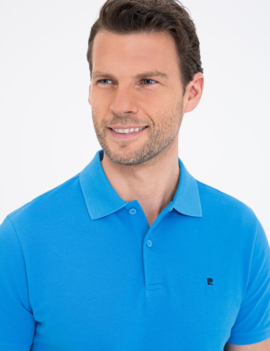 Kobalt Mavi Slim Fit Basic Polo Yaka T-Shirt