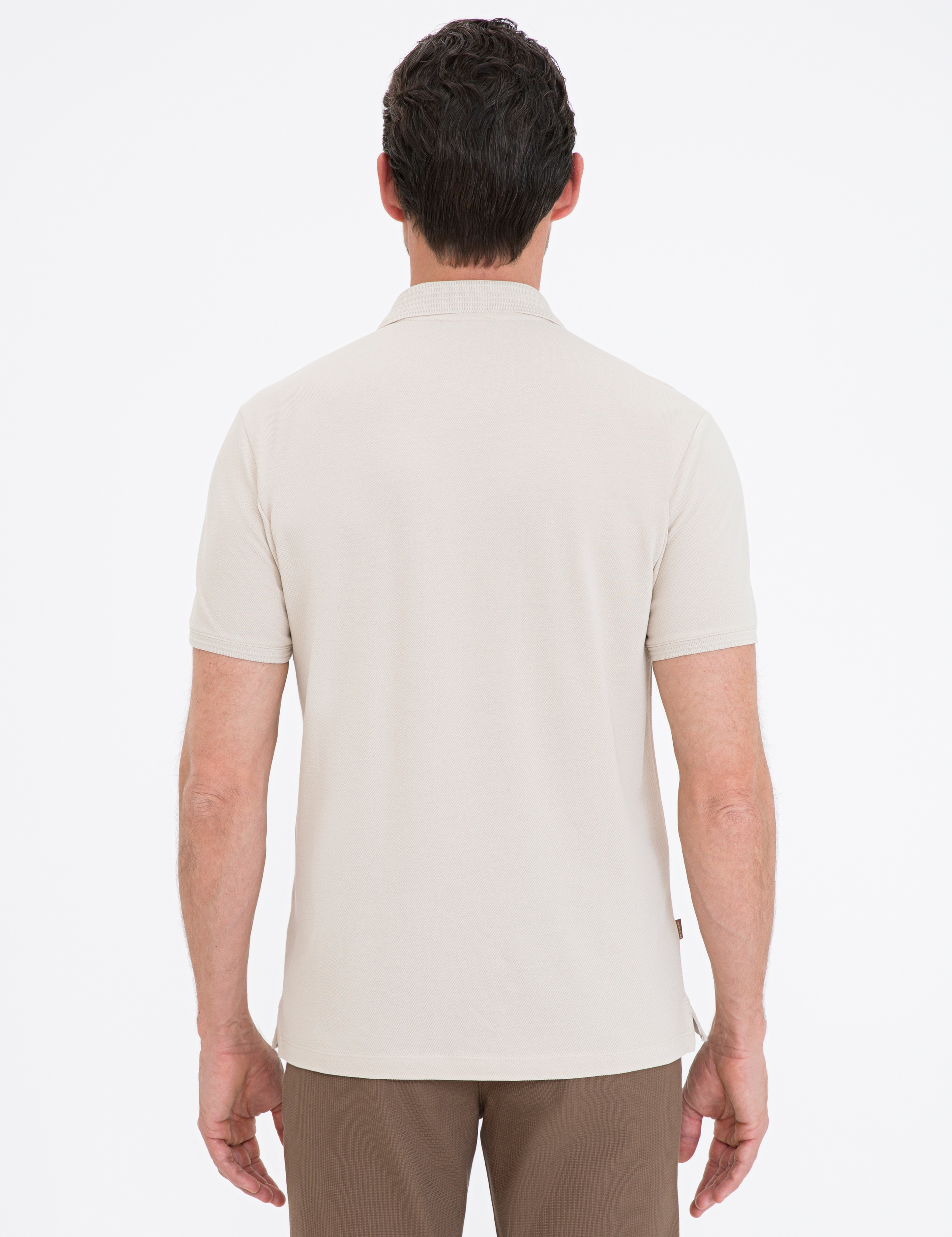 Gri Slim Fit Polo Yaka Basic Tişört - Image 3