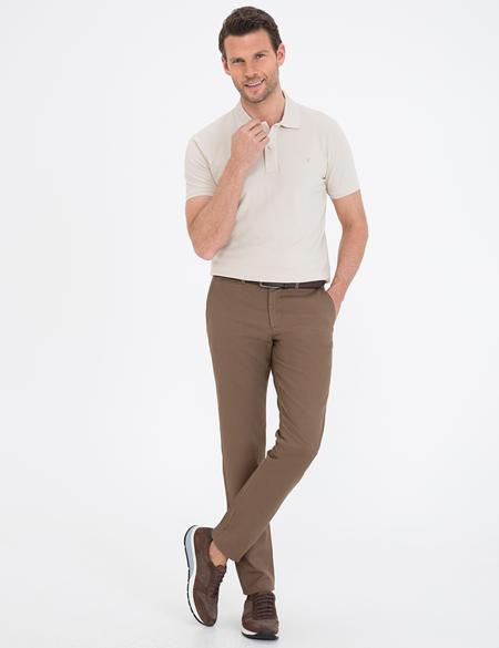 Gri Slim Fit Polo Yaka Basic Tişört - 50232382092