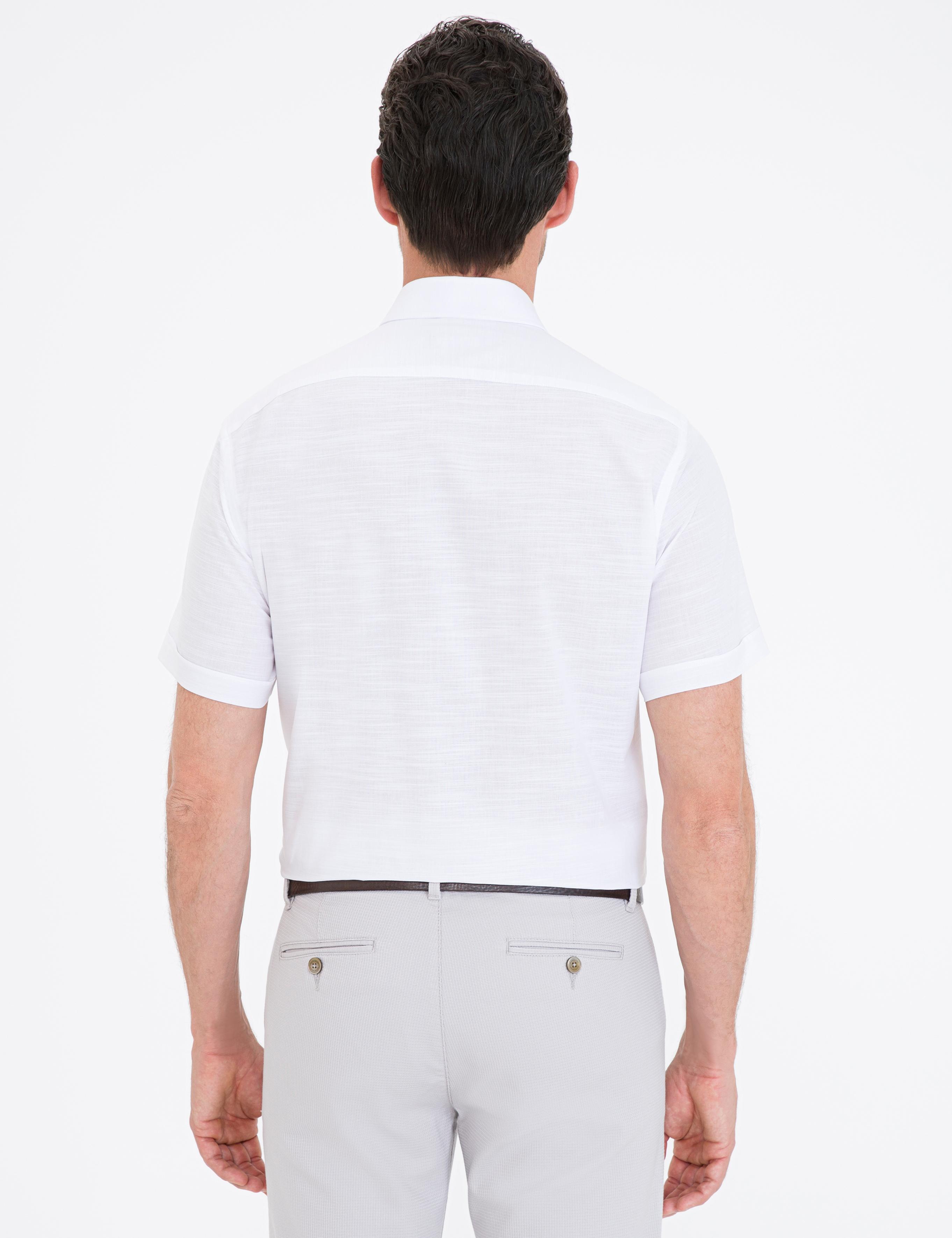 Beyaz Regular Fit Kısa Kollu Gömlek