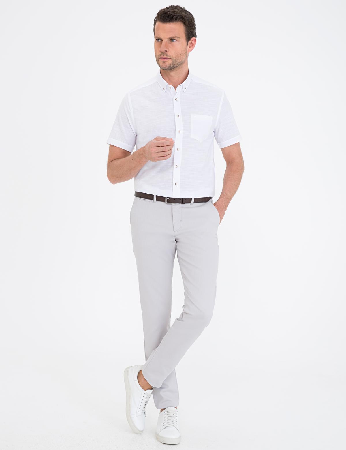 Beyaz Regular Fit Kısa Kollu Gömlek - 50236009002