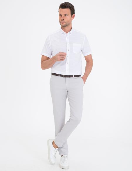 Beyaz Regular Fit Kısa Kollu Gömlek - 50236009002