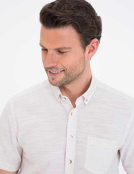 Bej Regular Fit Kısa Kollu Gömlek - 50236009028