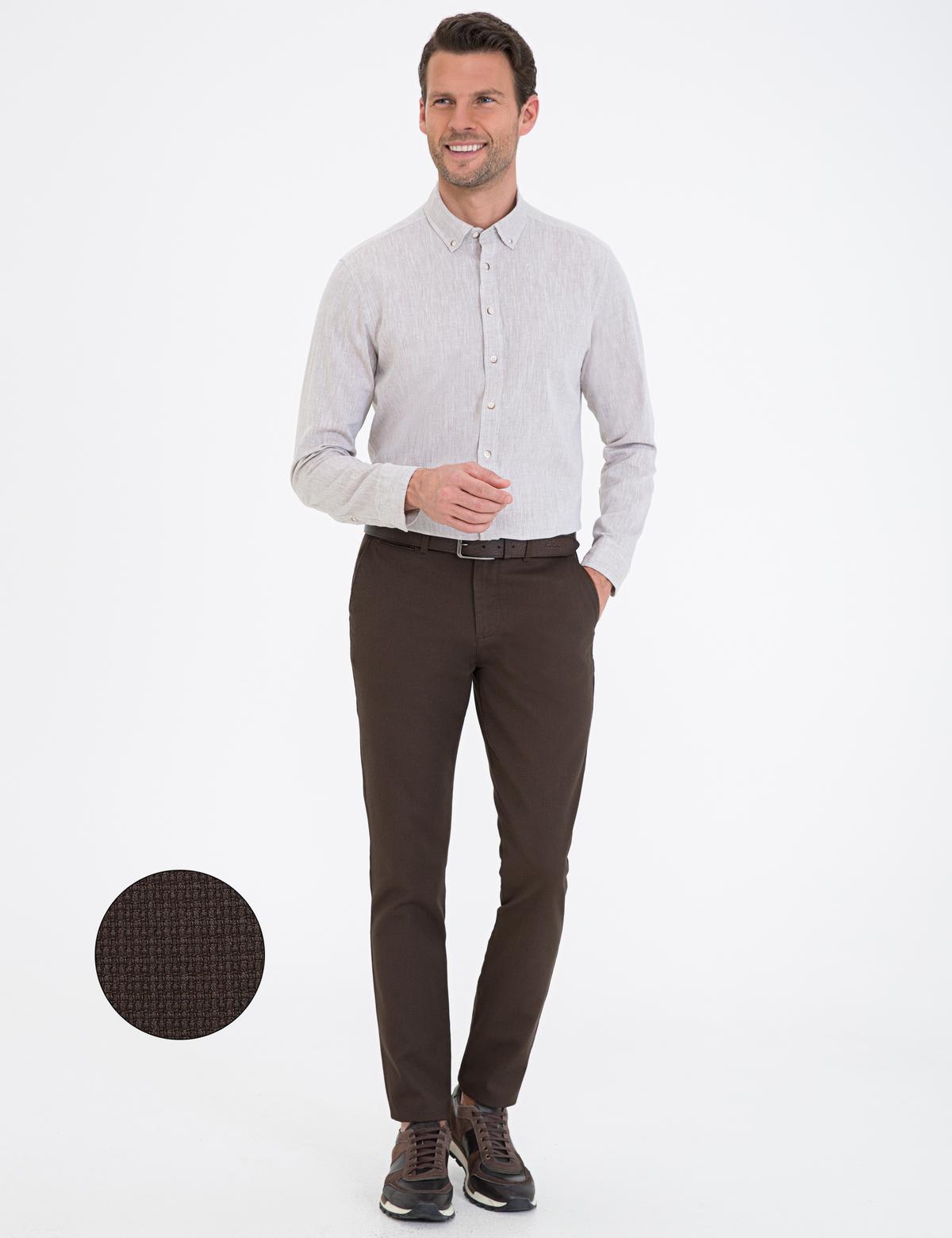 Kahverengi Slim Fit Kanvas Pantolon