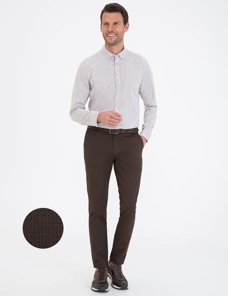 Kahverengi Slim Fit Kanvas Pantolon - 50236096095