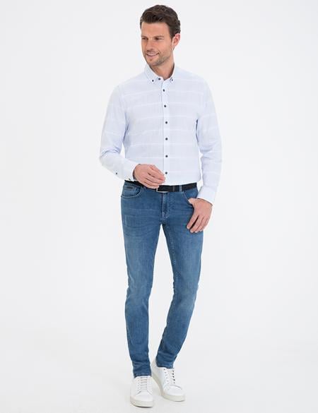 Açık Mavi Regular Fit Uzun Kollu Gömlek - 50236673007