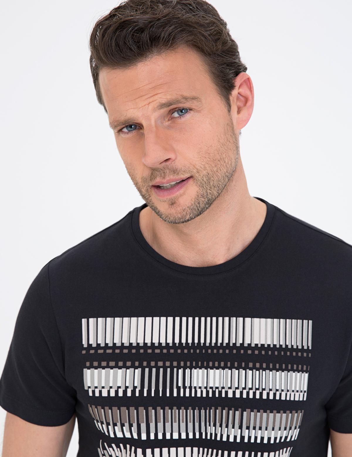 Antrasit Slim Fit Bisiklet Yaka Tişört - 50232410167