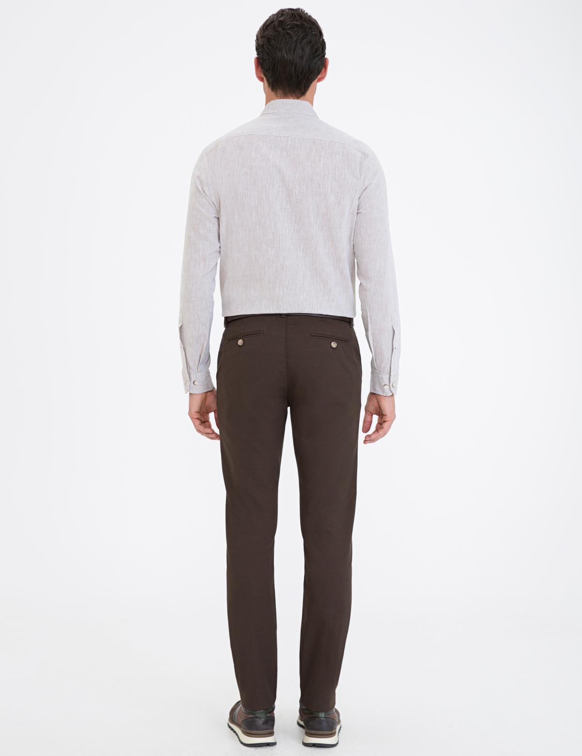 Kahverengi Slim Fit Kanvas Pantolon - 50236096095