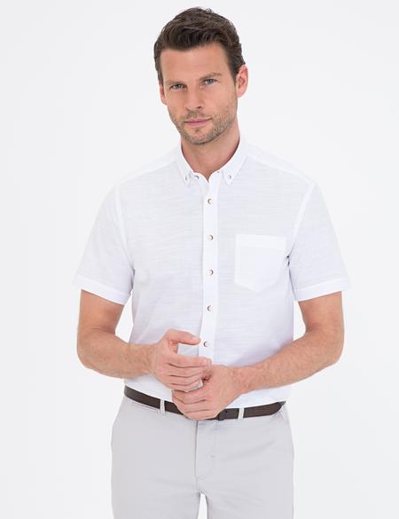 Beyaz Regular Fit Kısa Kollu Gömlek - 50236009002