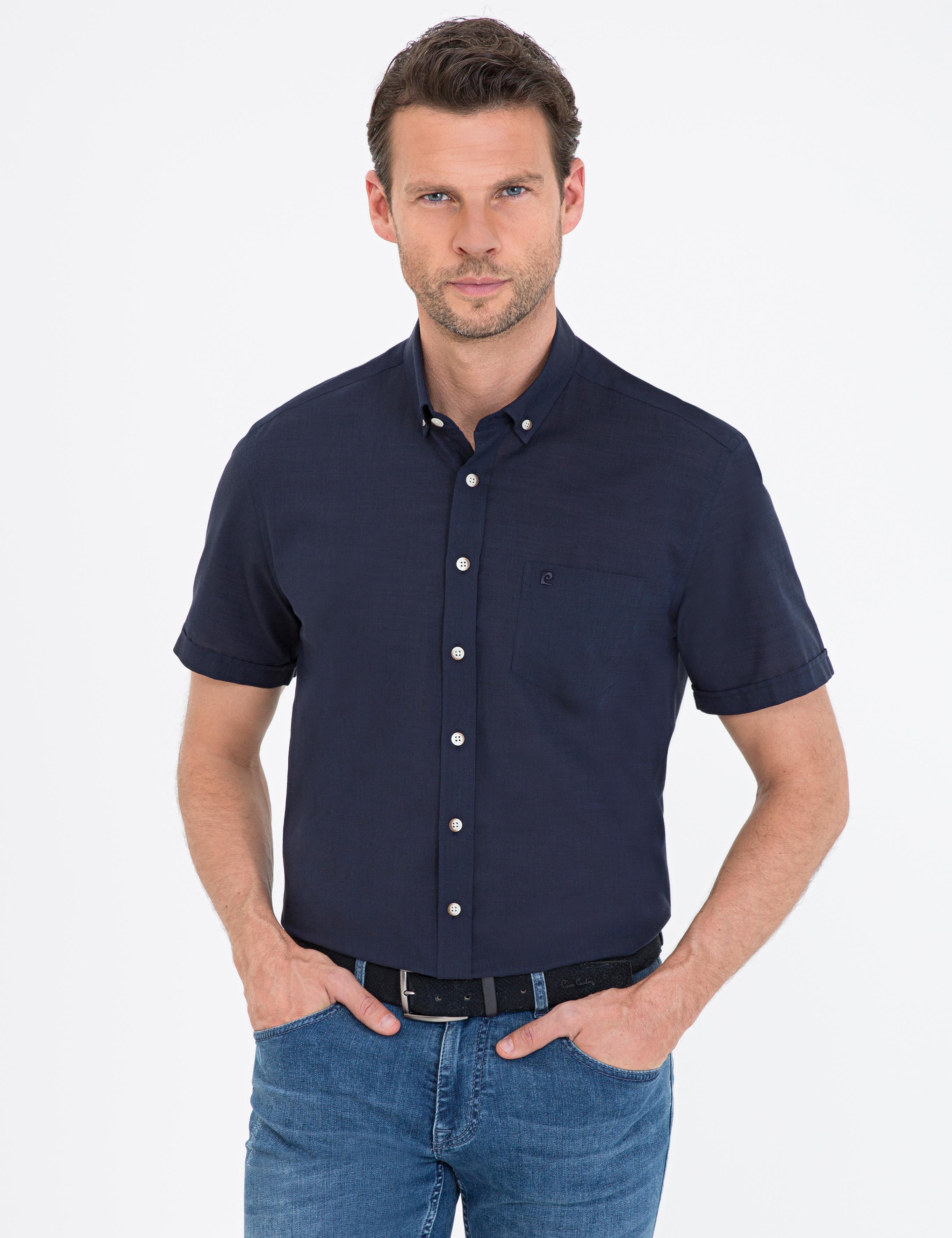 Lacivert Regular Fit Kısa Kollu Gömlek