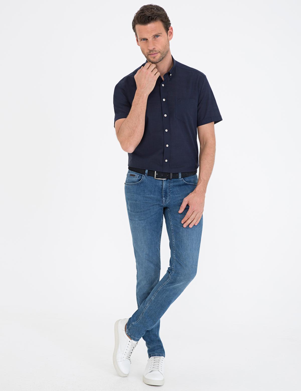 Lacivert Regular Fit Kısa Kollu Gömlek - 50236009019