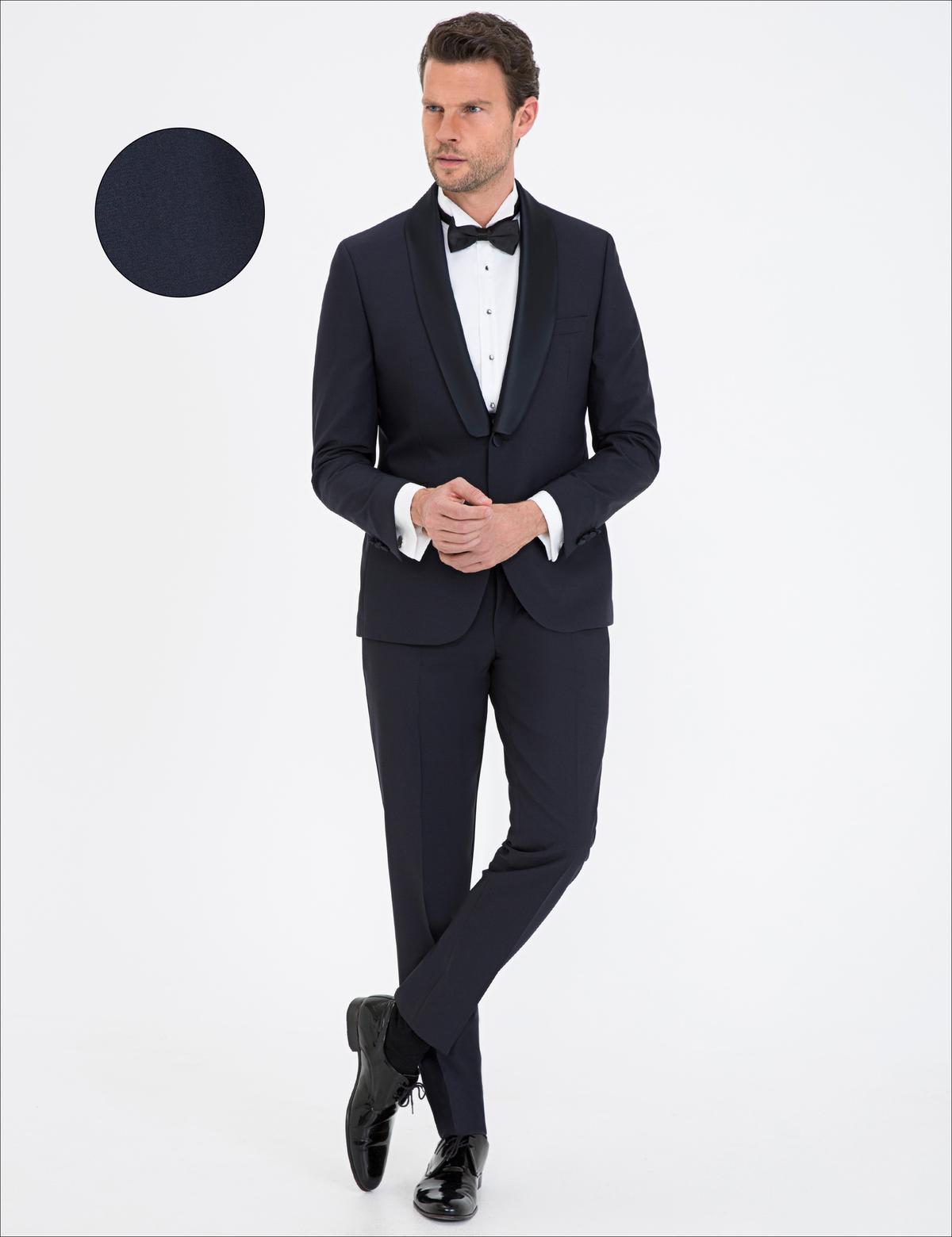 Lacivert Ex. Slim Fit Smokin Damatlık