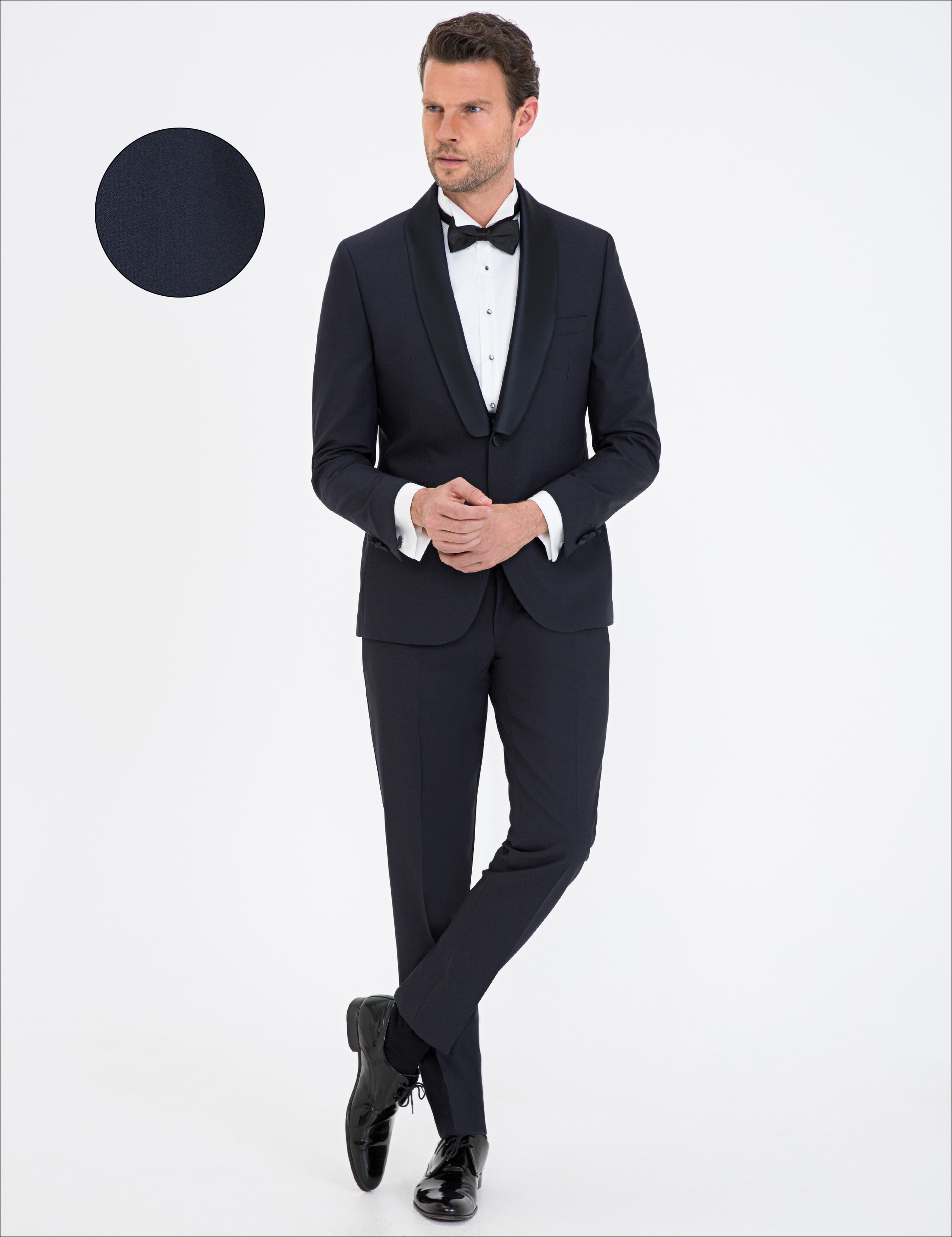 Lacivert Ex. Slim Fit Smokin Damatlık - Image 1