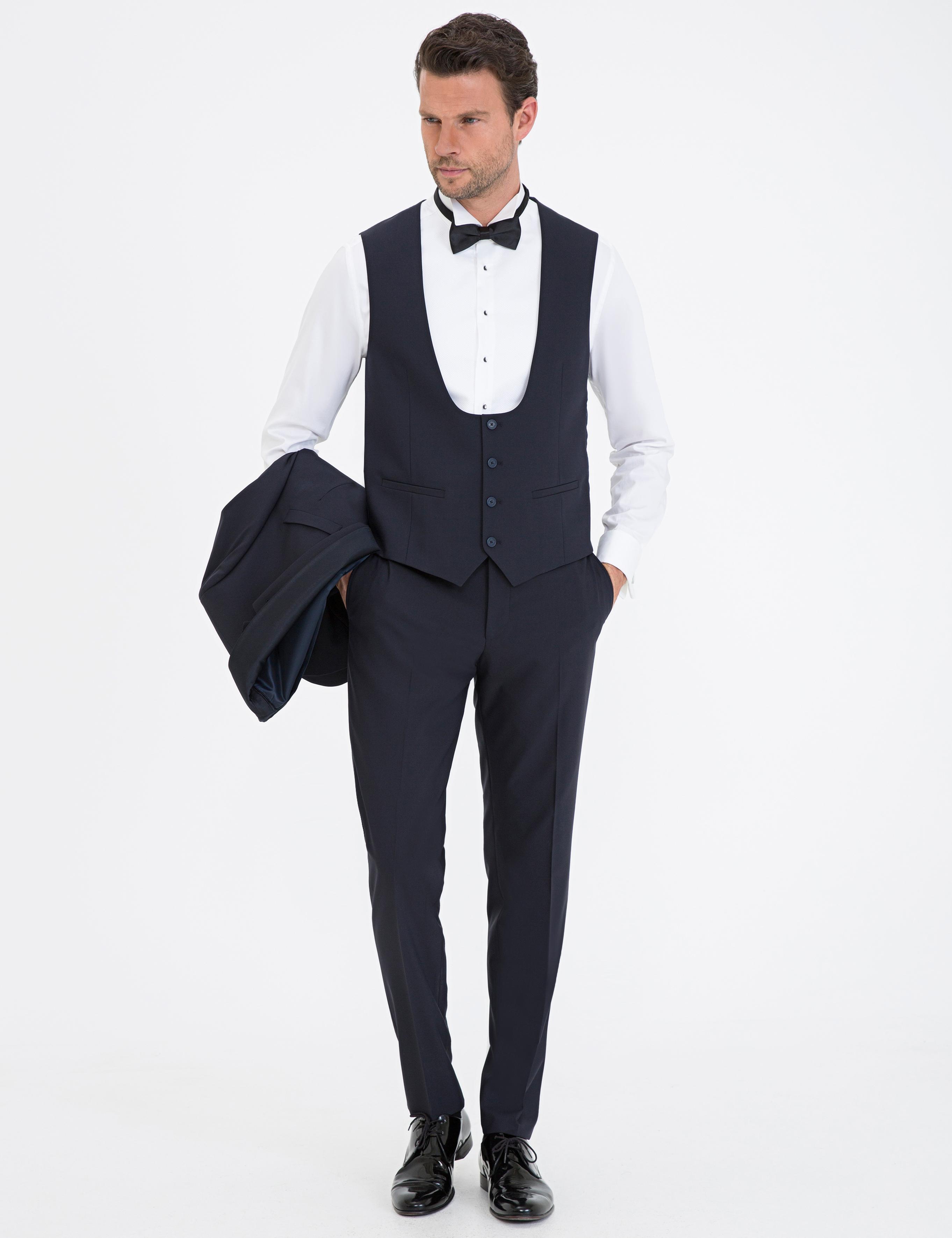 Lacivert Ex. Slim Fit Smokin Damatlık